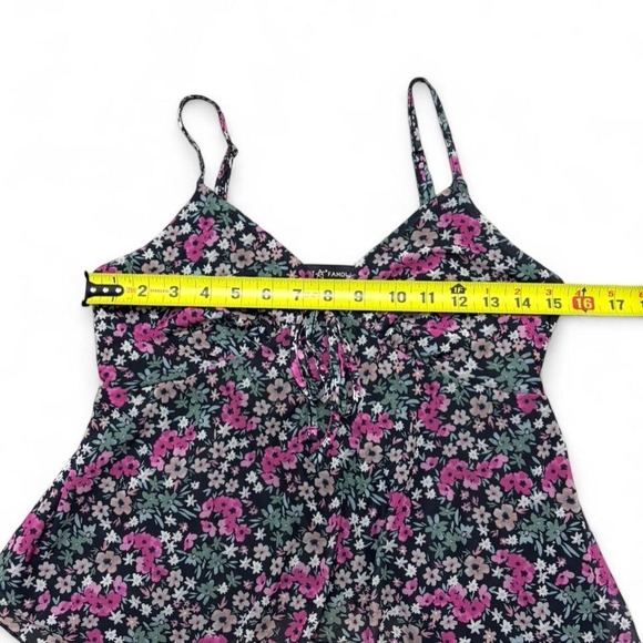 Almost Famous black floral Cami fairycore whimsygoth top with tie detail Size M - Picture 5 of 8